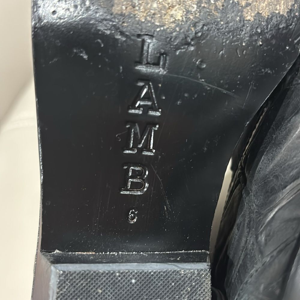 L.A.M.B. Gwen Stefani Memento Black Textured Bootie Croc Embossed sz 6 - Picture 5 of 6